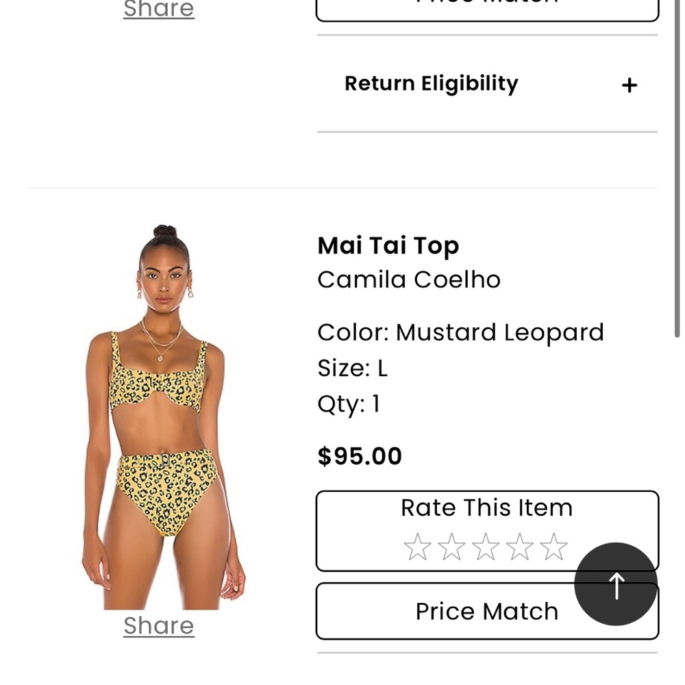 Camila Coelho Mustard Leopard Print Mai Tai Top(L) and bottom (M)